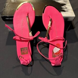 Brand new hot pink sandals, with ankle straps.
